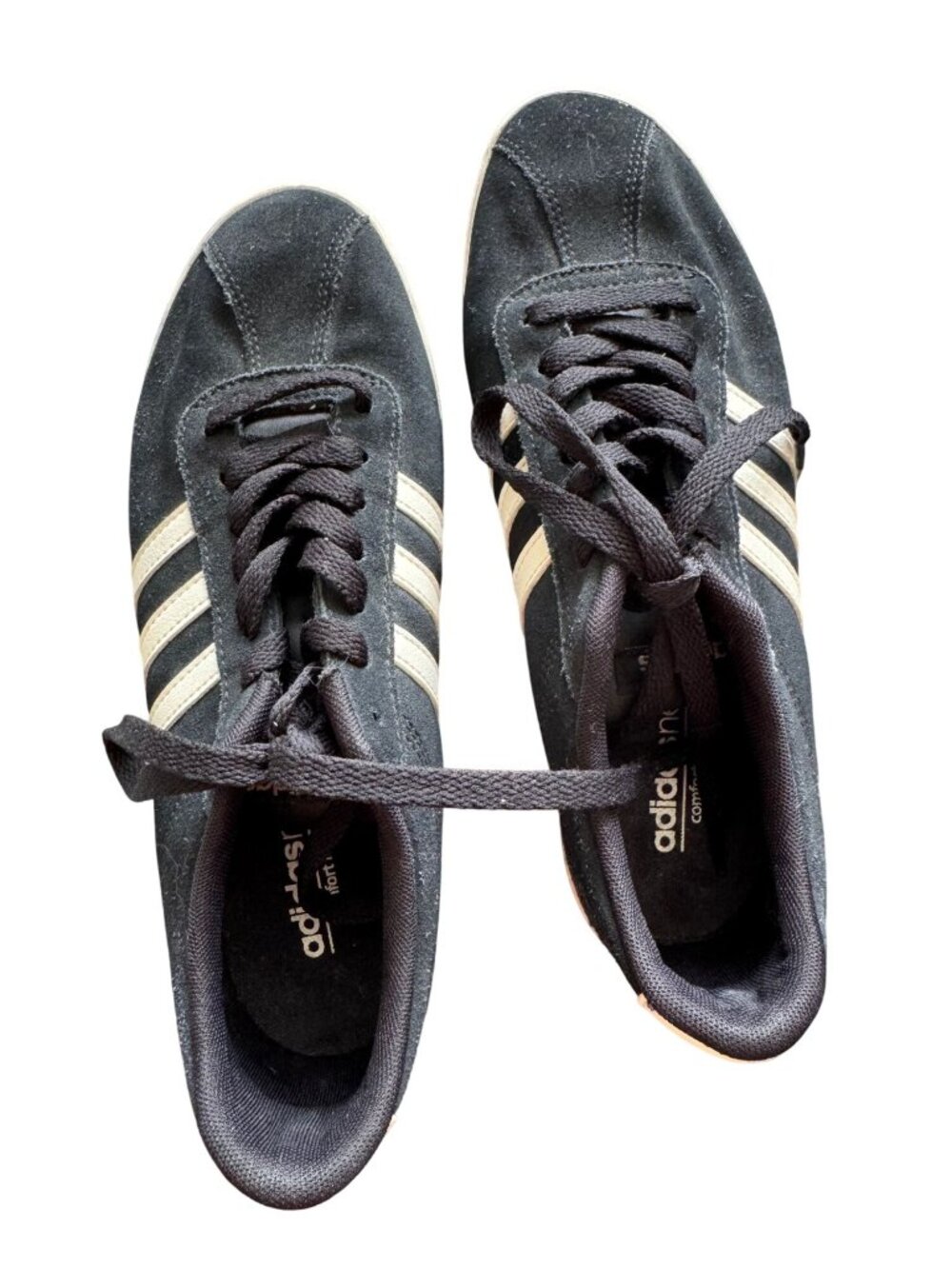 Adidas Neo Daily Casual Shoes Black & Cream Suede Mens Size 8.5 Comfortable